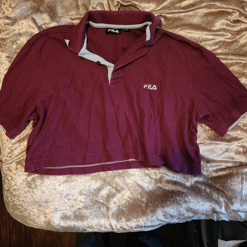 Reworked purple vintage Fila crop top